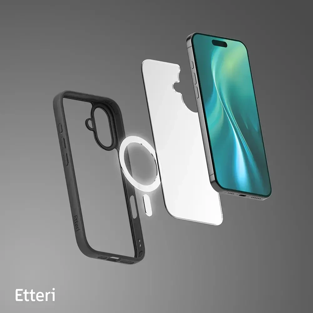 Dėklas Telforceone Eteri Matt Mag Apple iPhone 16 Plus 6.7" juoda spalva