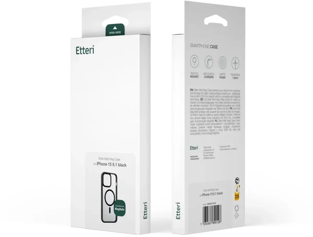 Etteri „Eteri Matt Mag“ dėklas, skirtas „iPhone 17 Pro / 18 Pro“, juodas