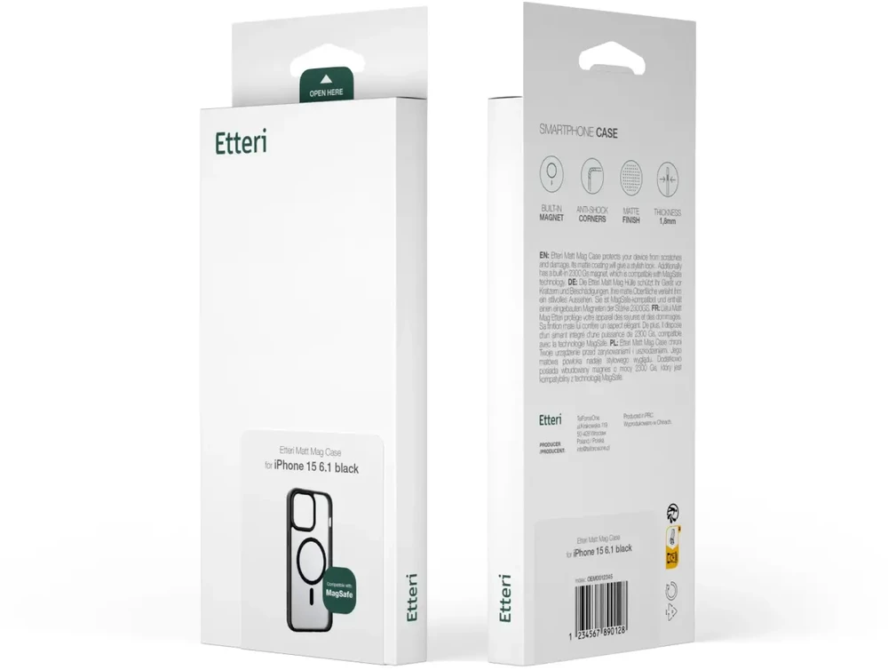 Dėklas Telforceone Eteri Matt Mag Apple iPhone 16 Plus 6.7" juoda spalva