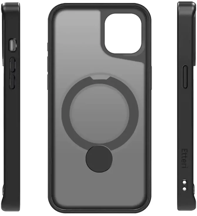 Telforceone Etteri Matt Mag Ring Apple iPhone 14 6,1" dėklas telefonui juodos spalvos