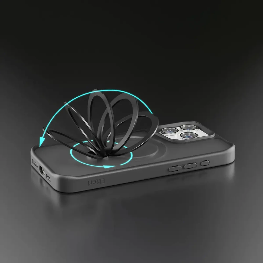 Telforceone Etteri Matt Mag Ring Apple iPhone 16 Pro Max 6,9" dėklas telefonui juodos spalvos