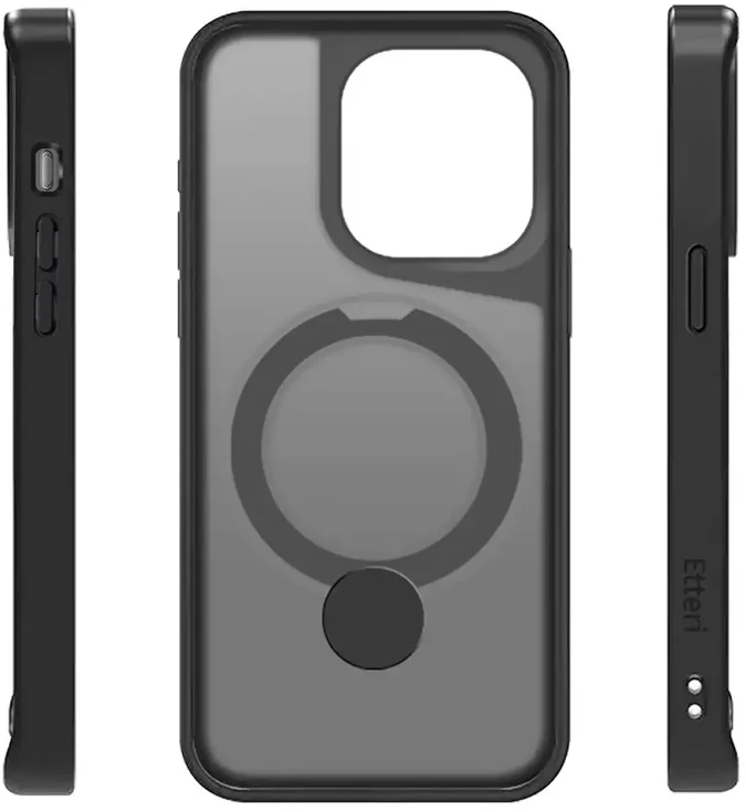 Telforceone Etteri Matt Mag Ring Apple iPhone 15 Pro 6,1" dėklas telefonui juodos spalvos