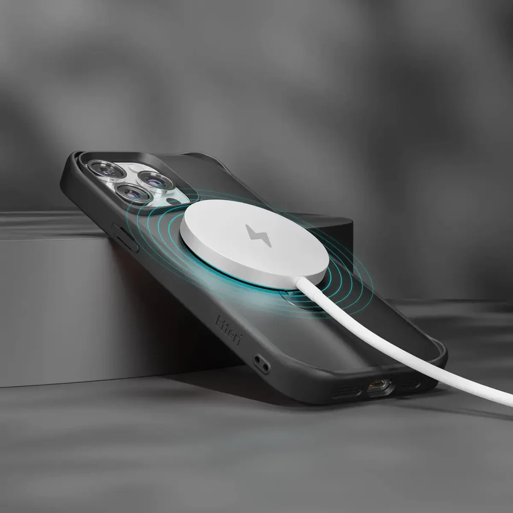 Telforceone Etteri Matt Mag Ring Apple iPhone 15 Pro 6,1" dėklas telefonui juodos spalvos
