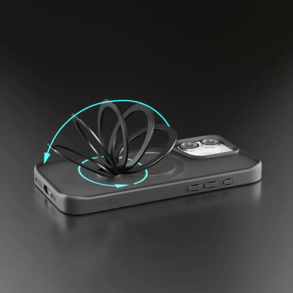 Etteri „Eteri Matt Mag Ring“ dėklas, skirtas „iPhone 17 Pro Max / 18 Pro Max“, juodas