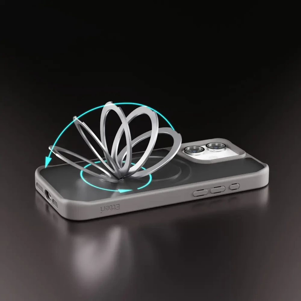 Telforceone Etteri Matt Mag Ring Apple iPhone 16 Plus 6,7" dėklas telefonui pilkos spalvos