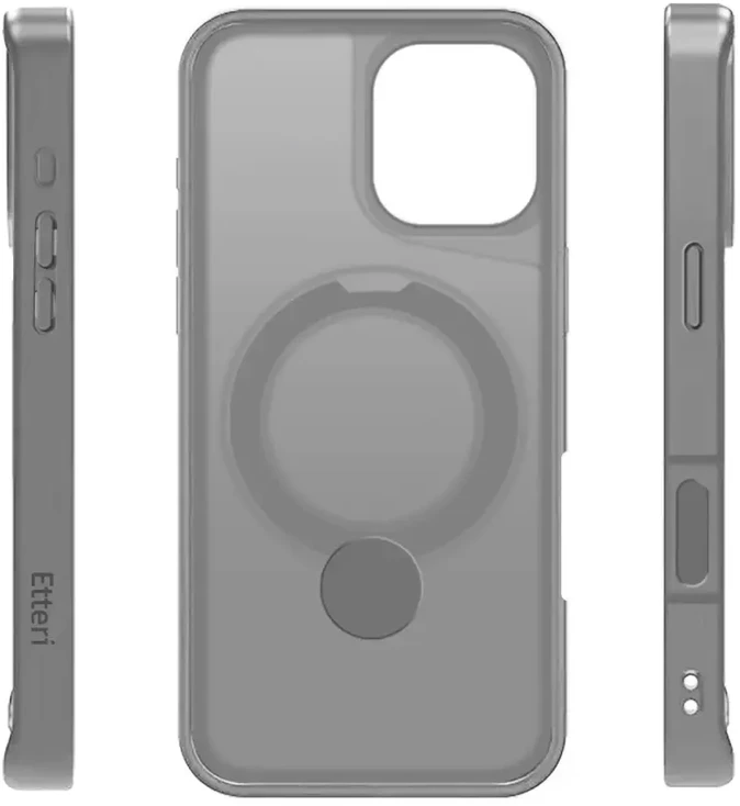 Telforceone Etteri Matt Mag Ring Apple iPhone 16 6,1" dėklas telefonui pilkos spalvos