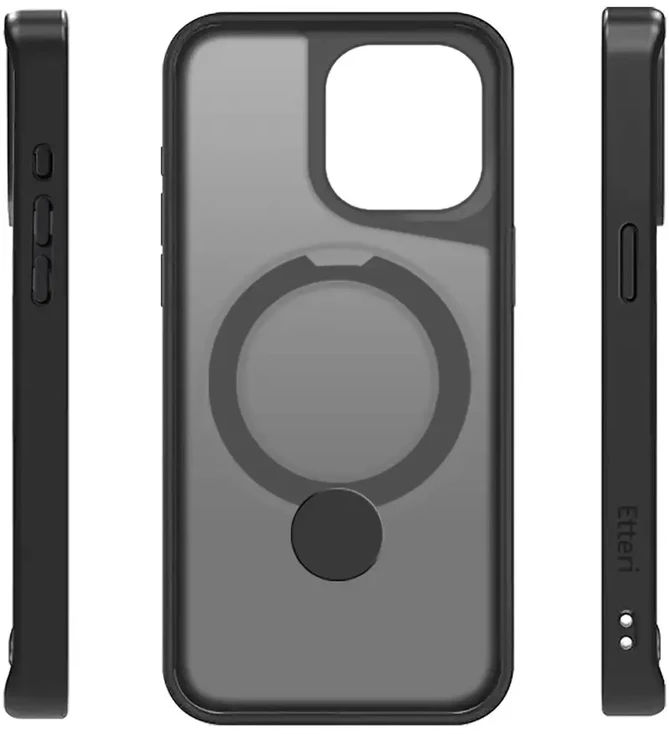Telforceone Etteri Matt Mag Ring Apple iPhone 15 Pro Max 6,7" dėklas telefonui juodos spalvos