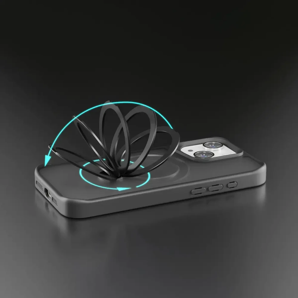 Telforceone Etteri Matt Mag Ring Apple iPhone 12 / 12 Pro 6,1" dėklas telefonui juodos spalvos
