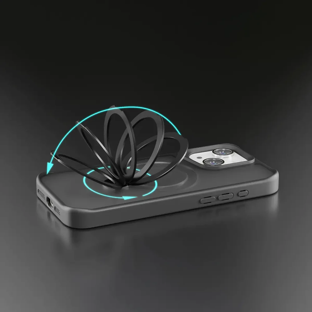 Telforceone Etteri Matt Mag Ring Apple iPhone 15 6,1" dėklas telefonui juodos spalvos