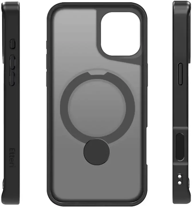 Telforceone Etteri Matt Mag Ring Apple iPhone 16 Plus 6,7" dėklas telefonui juodos spalvos