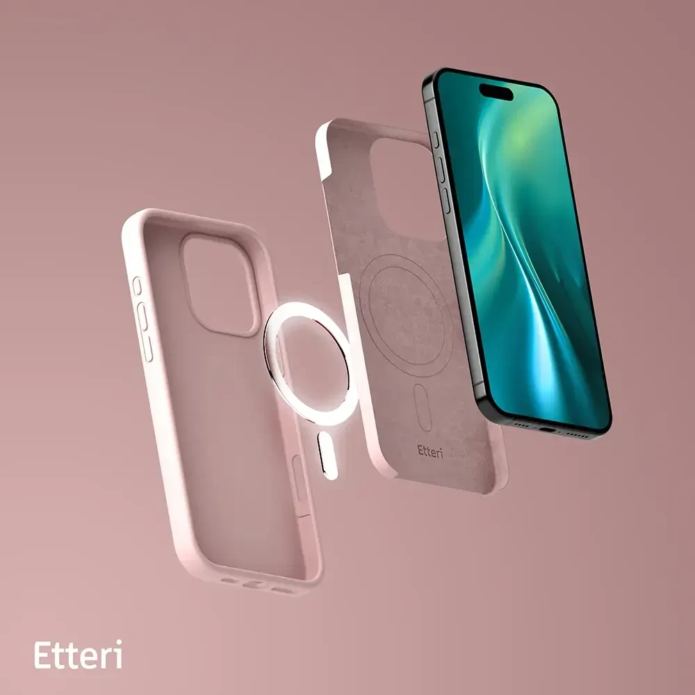 Etteri Telforceone „Eteri Silicone Mag“ dėklas, skirtas „iPhone 17 Pro / 18 Pro“, šviesiai rožinis