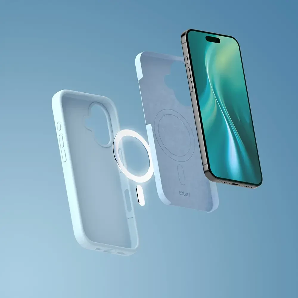 Telforceone „Etteri“ silikoninis „Mag“ dėklas, skirtas „iPhone 17 Air“, šviesiai mėlynas