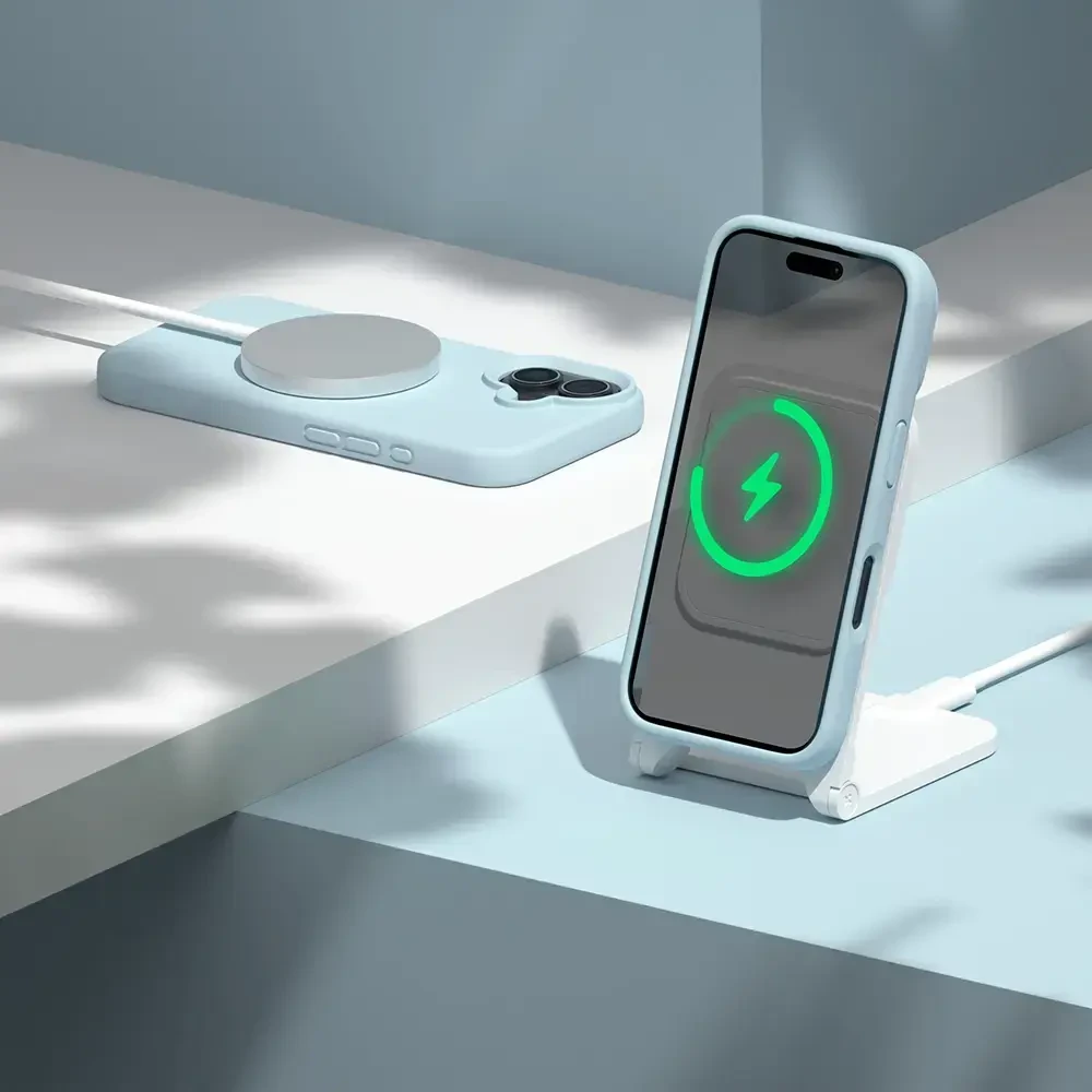 Telforceone „Etteri“ silikoninis „Mag“ dėklas, skirtas „iPhone 17 Air“, šviesiai mėlynas