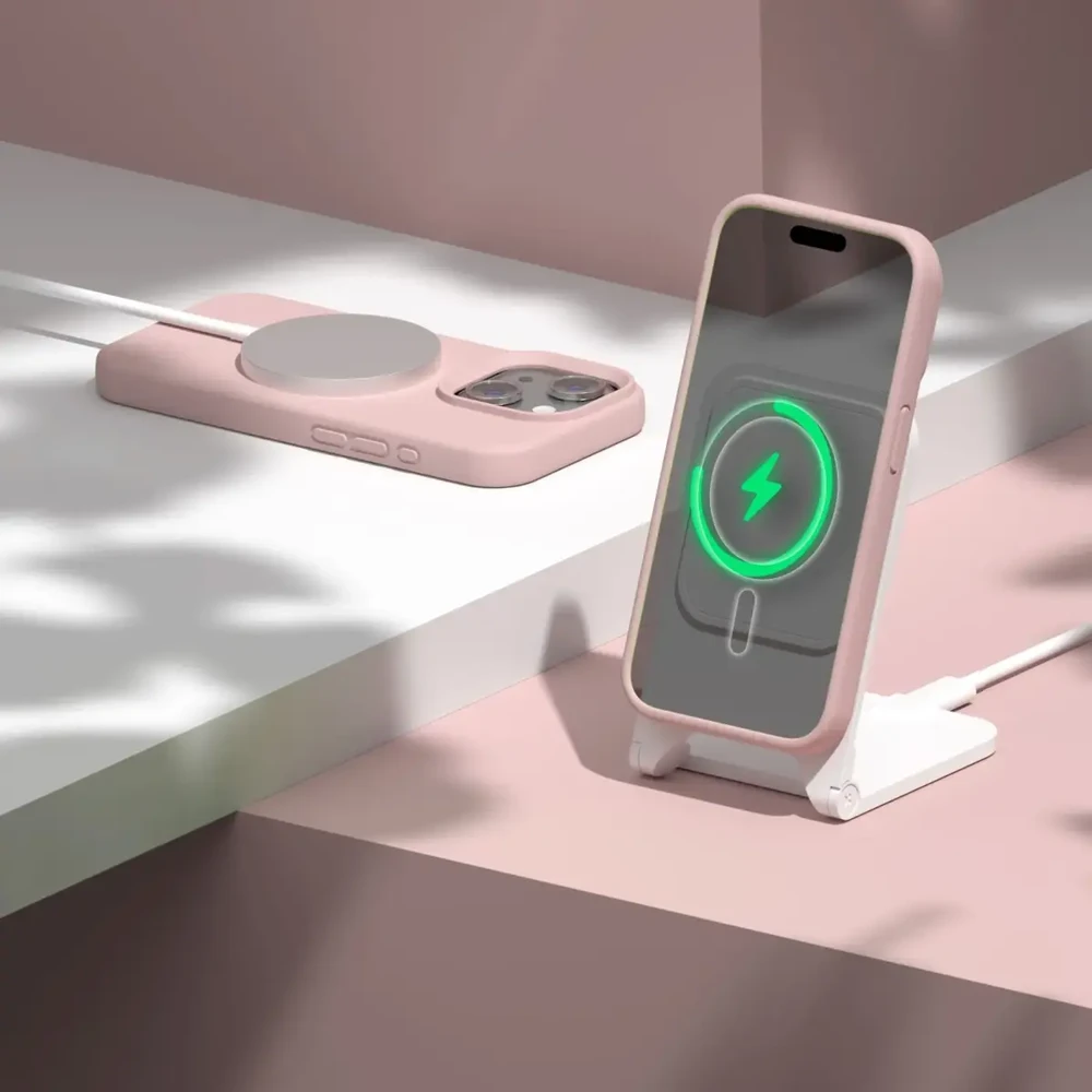 Dėklas Telforceone Etteri Silicone Mag Apple iPhone 15 6,1" rožinės spalvos