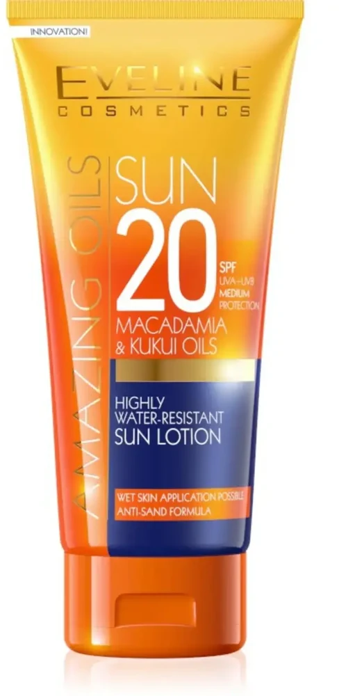 Eveline Cosmetics Amazing Oils Macadamia Oil maitinantis kremas nuo saulės SPF20, 200 ml