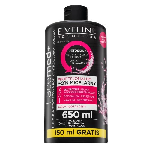 Eveline Cosmetics Eveline FaceMed+ Detoskin Professional Micellar Vanduo, 650 ml