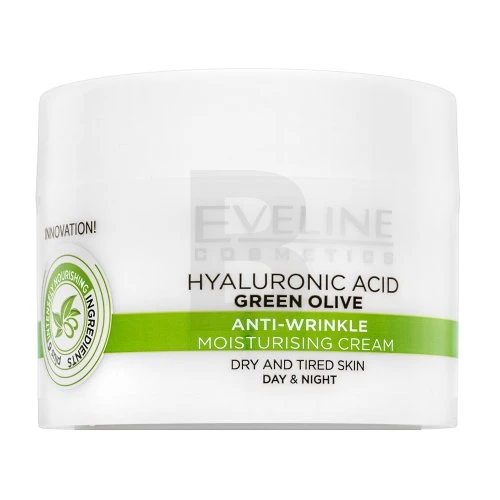 Eveline Cosmetics Eveline Hyaluronic Acid Žalias Olive Anti-Wrinkle Moisturising Kreminis, 50 ml