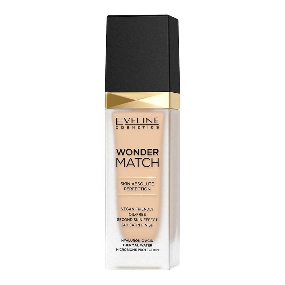 „Eveline Cosmetics Wonder Match Flawless“ skystas makiažo pagrindas, suteikiantis odai tobulą apdailą, 11 Almond, 30 ml