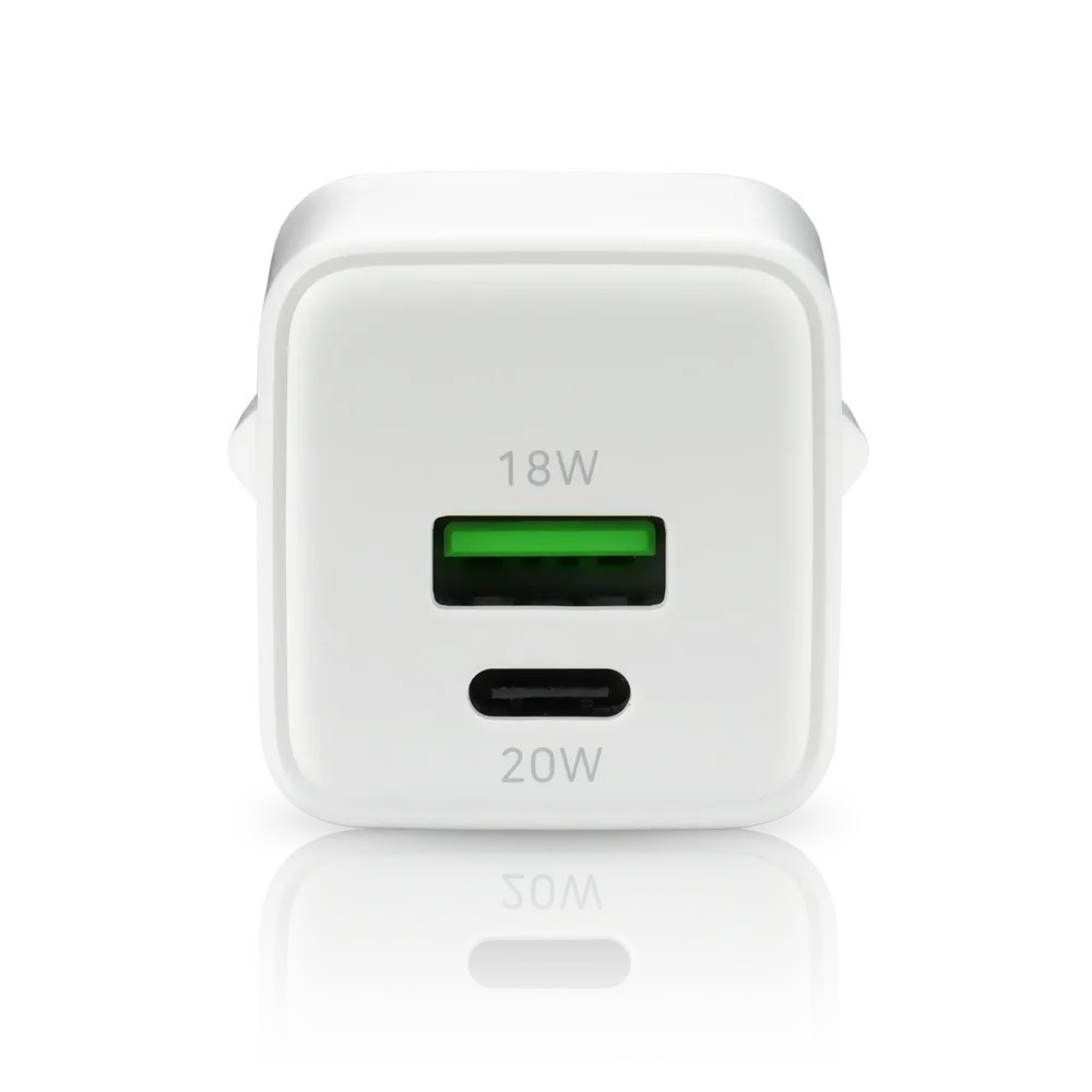 Įkroviklis - everActive 20 W 1xUSB 1xUSB-C QC3.0 PD GaN Kompaktiškas Baltas