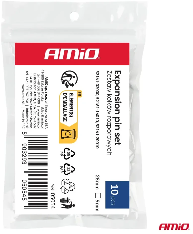 Smogiamųjų kaiščių rinkinys 28 mm x 9 mm 10 vnt. amio-05054