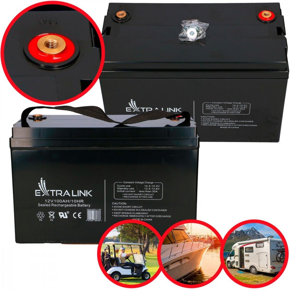 Akumuliatorius Extralink AGM 100 Ah 12V