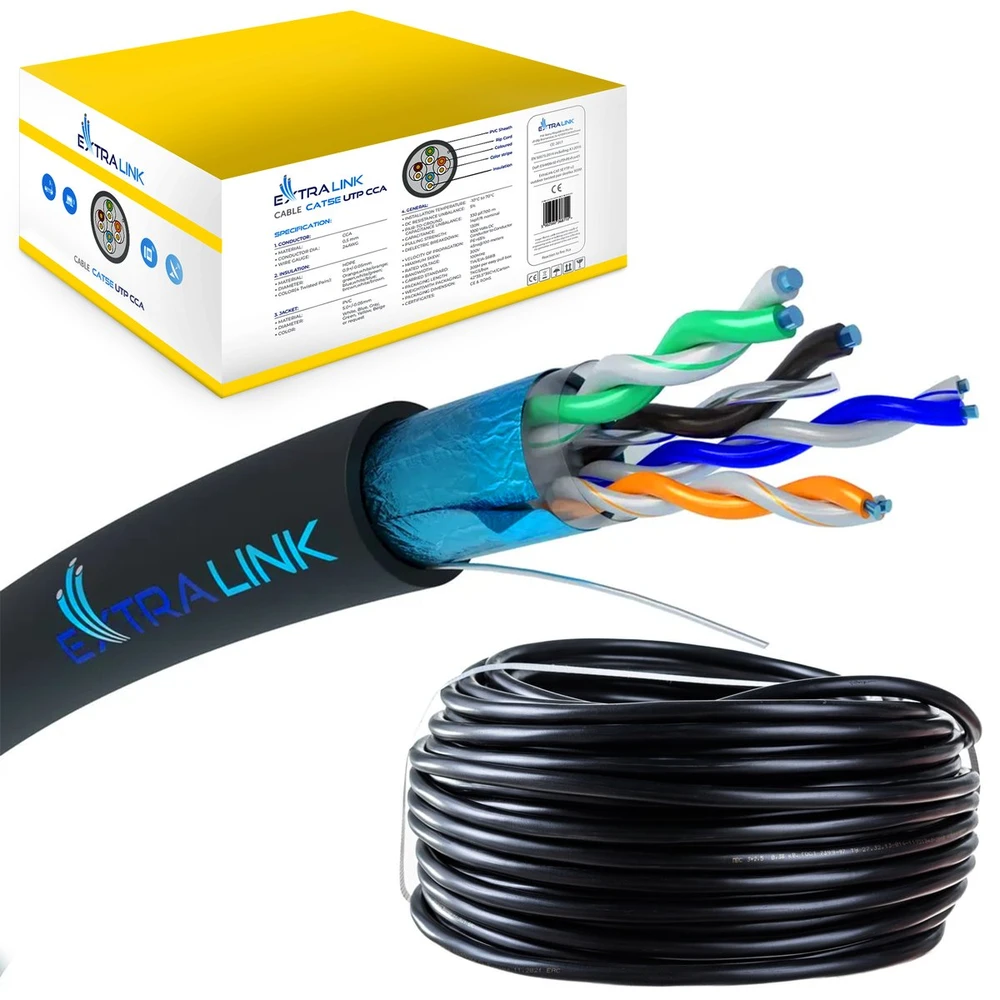EXTRALINK CAT5E FTP F/UTP lauko vytos poros su geliu 305m