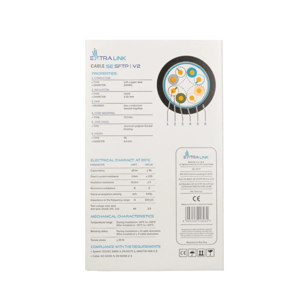EXTRALINK EX.16262 CAT5E SFTP V2 Outdoor vytos poros 305M