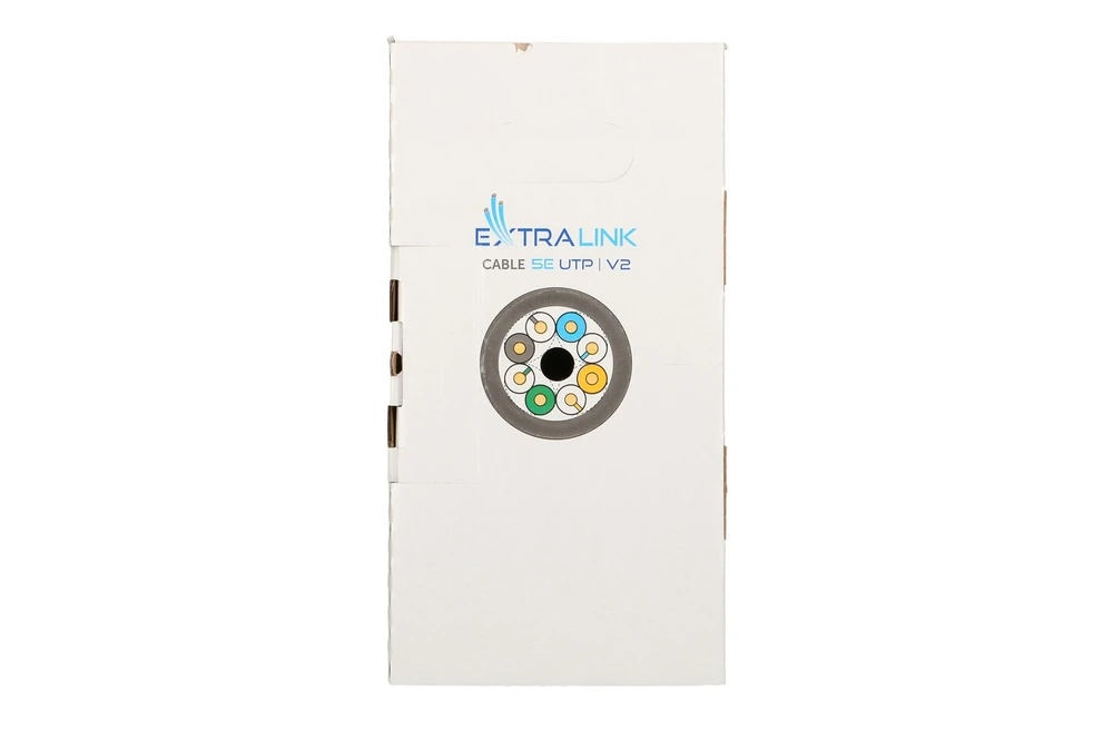 Extralink CAT5E UTP (U/UTP) V2 vidaus patalpoms | Susuktos poros tinklo kabelis | 305M