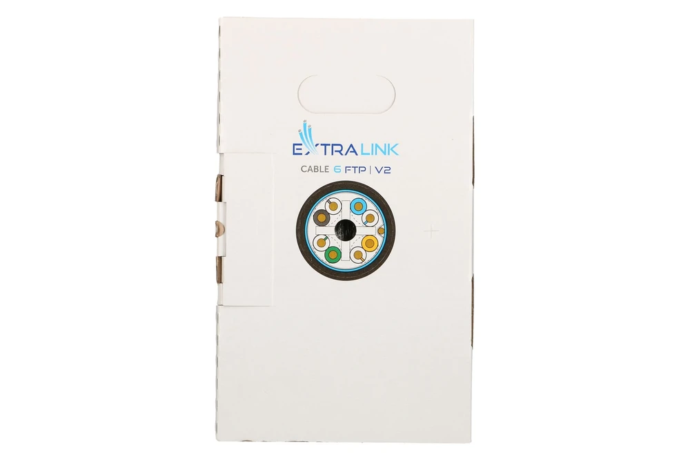 Tinklo laidas Extralink CAT6 FTP lauko tinklo kabelis 305 m, juodas, Native