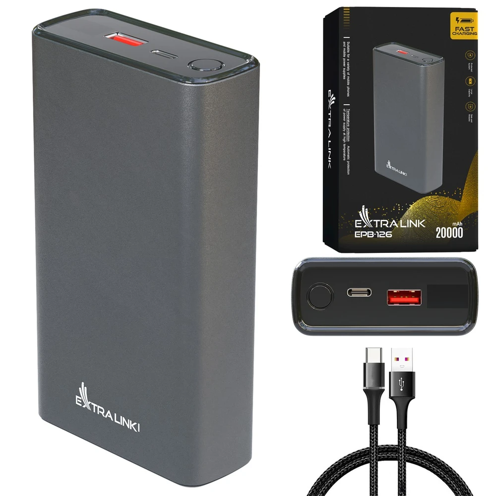 Atsarginis maitinimo šaltinis ("Power Bank") Atsarginis maitinimo šaltinis ("Power Bank") ExtraLink EPB-126 20000mAh