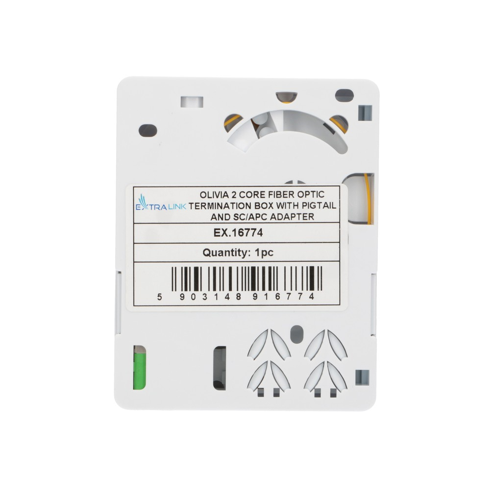 EXTRALINK Olivia 2 gyslų šviesolaidinė galinė dėžutė su kojeliu ir SC/APC adapteriu