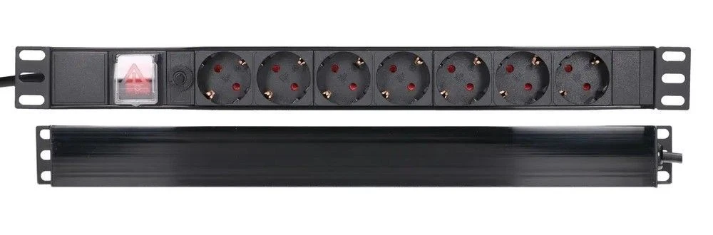 EXTRALINK 19 colių 1U 7 lizdų ES tipo maitinimo PDU su jungikliu PDU EU