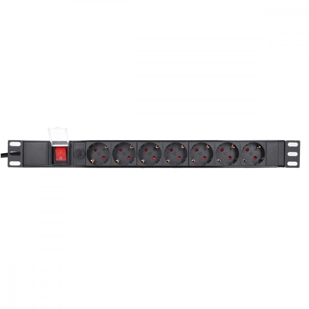 EXTRALINK 19 colių 1U 7 lizdų ES tipo maitinimo PDU su jungikliu PDU EU