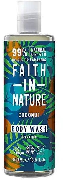 Štai vertimas: Faith In Nature Coconut Cleansing & Hydrating Kūno prausiklis, 400 ml