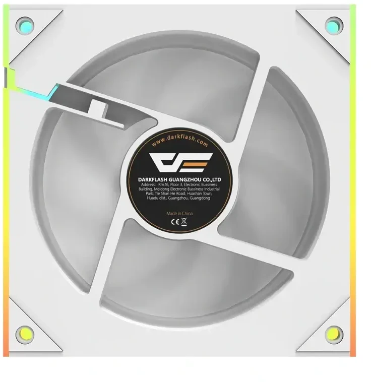 Korpuso Ventiliatorius - DarkFlash DM8 LINE Baltas 800–1600 RPM 58 CFM 4 Kontaktų PWM 5 V 3 Kontaktų ARGB 7 Menčių Ventiliatoriai Baltas