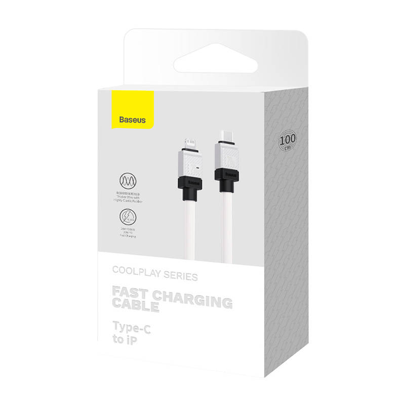 Greito įkrovimo kabelis Baseus USB-C su Coolplay Series 1m, 20W (baltas)