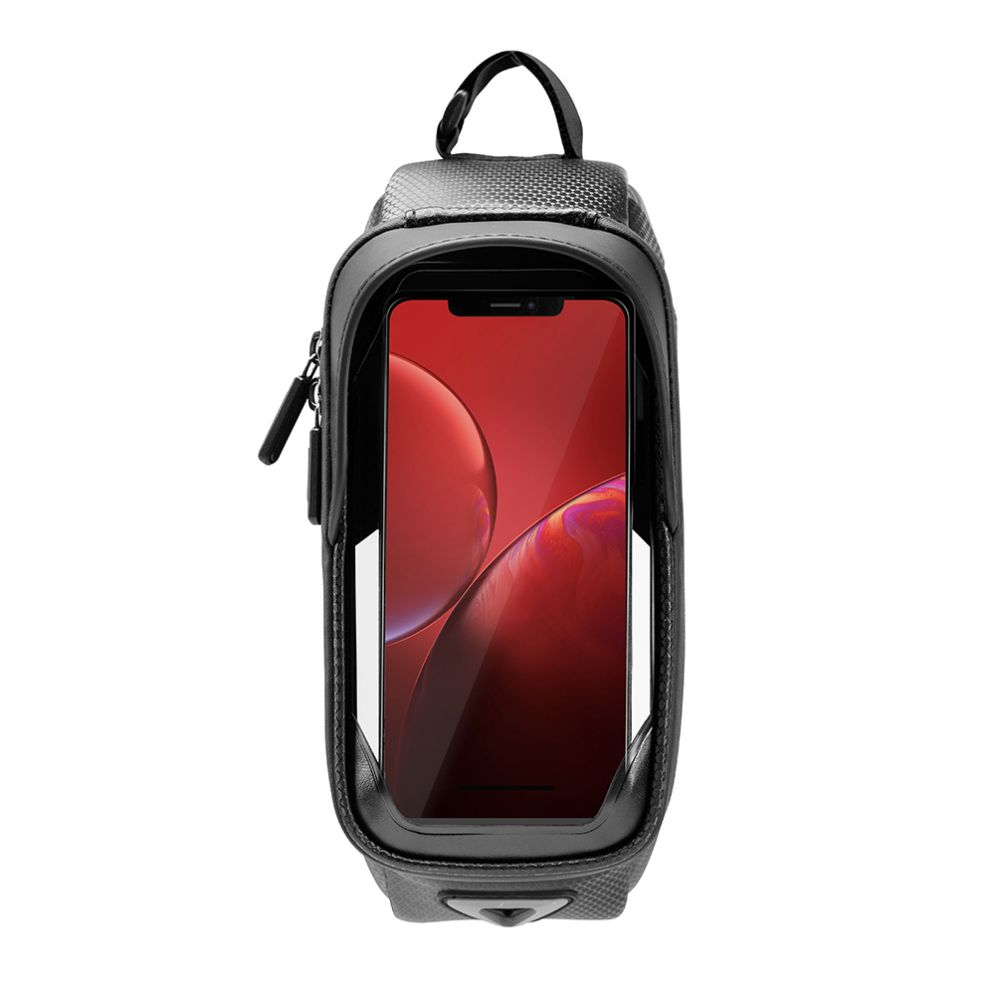Dviračio rankinė Rockbros Hardpouch M juoda, su telefono laikikliu