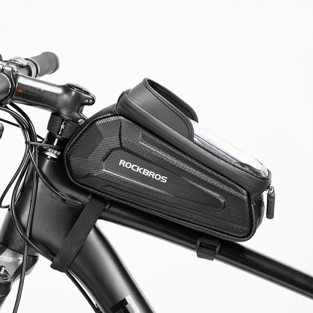 Dviračio rankinė Rockbros Hardpouch M juoda, su telefono laikikliu