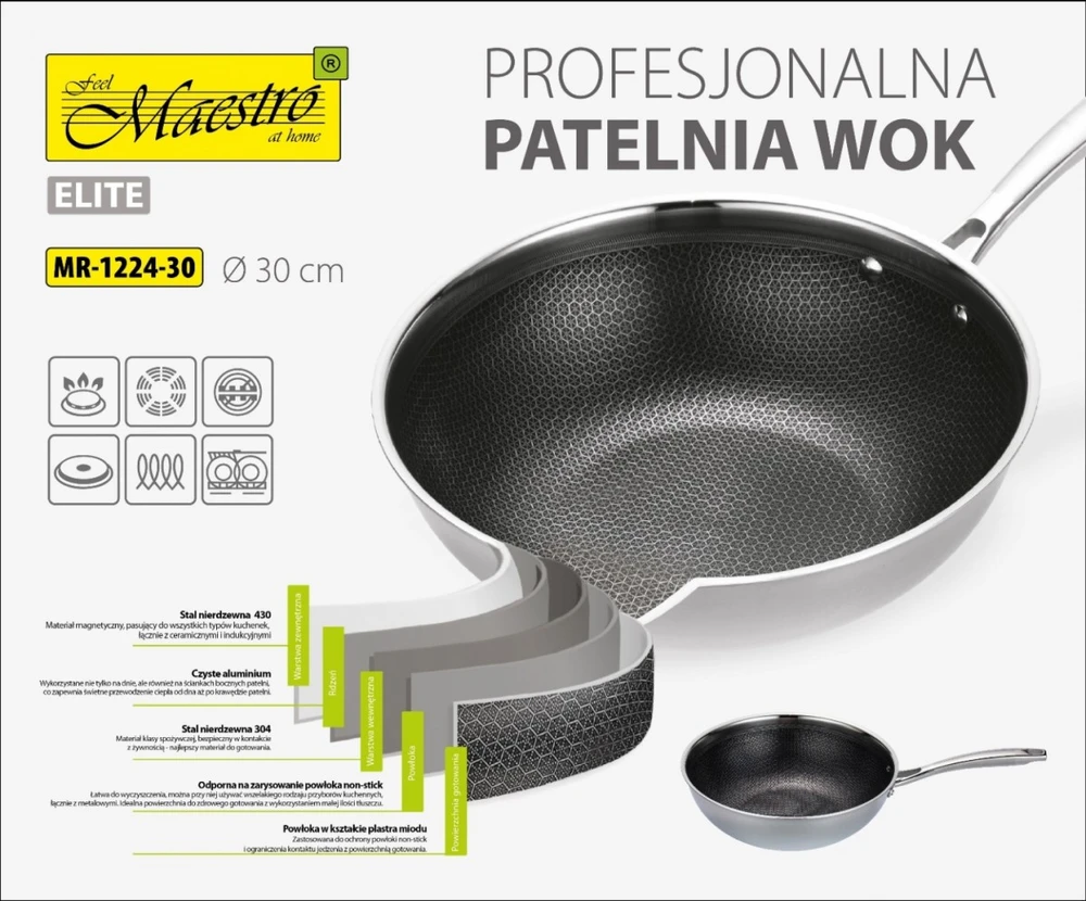 Keptuvė Wok MAESTRO MR-1224-28 30 cm