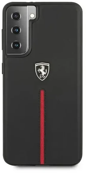 Ferrari FEOSIHCS21MBK S21+ G996 juodos spalvos kietas dėklas Off Track Leather Nylon Stripe