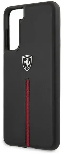 Ferrari FEOSIHCS21MBK S21+ G996 juodos spalvos kietas dėklas Off Track Leather Nylon Stripe
