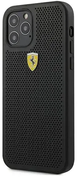 Ferrari FESPEHCP12LBK Apple iPhone 12 Pro Max 6,7″ juodos spalvos kietas dėklas On Track Perforated