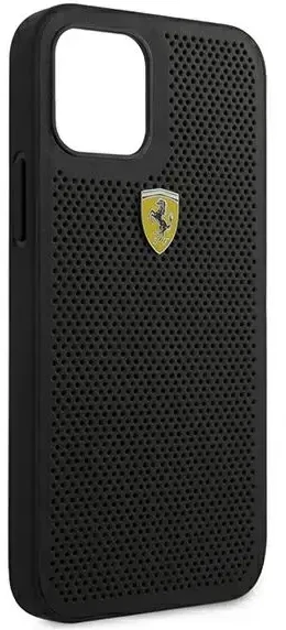 Ferrari FESPEHCP12LBK Apple iPhone 12 Pro Max 6,7″ juodos spalvos kietas dėklas On Track Perforated