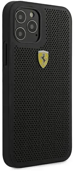 Ferrari FESPEHCP12LBK Apple iPhone 12 Pro Max 6,7″ juodos spalvos kietas dėklas On Track Perforated