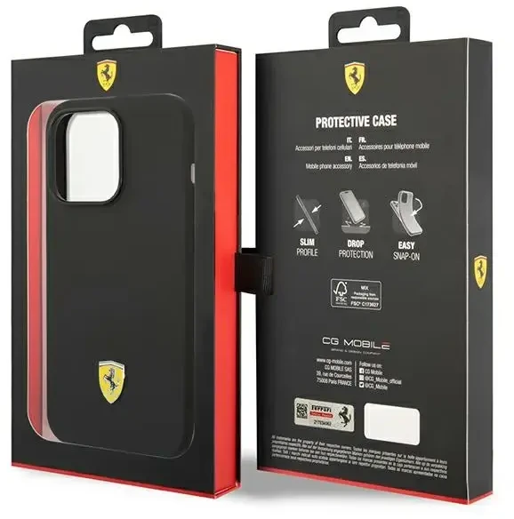 Dėklas Ferrari FESSIHMP14LBK iPhone 14 Pro 6,1"juodas hardcase Silicone Metal Logo Magsafe
