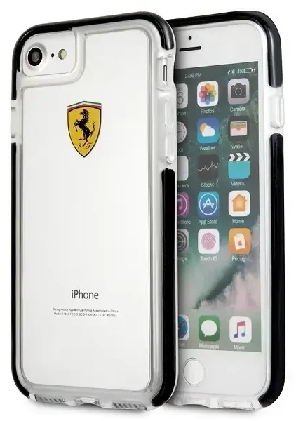 FERRARI kietas dėklas FEGLHCP7BK IPHONE 7 / 8 TRANSPARENT
