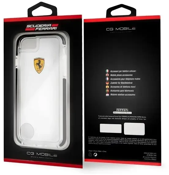 FERRARI kietas dėklas FEGLHCP7BK IPHONE 7 / 8 TRANSPARENT