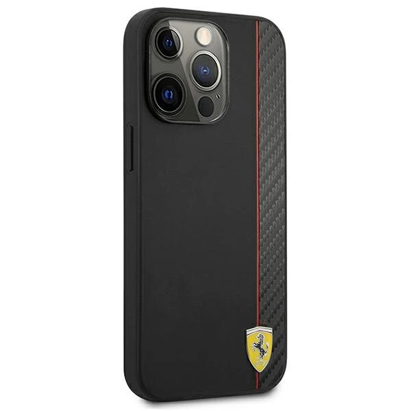 „Ferrari FESAXHCP13XBK iPhone 13 Pro Max“ 6,7 colio juodas kietas dėklas „On Track Carbon Stripe“