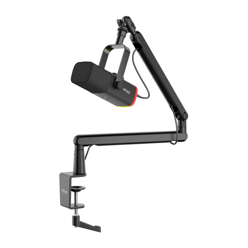 FIFINE AmpliGame TAM8 laidinis mikrofonas su stovu ir RGB apšvietimu USB/XLR