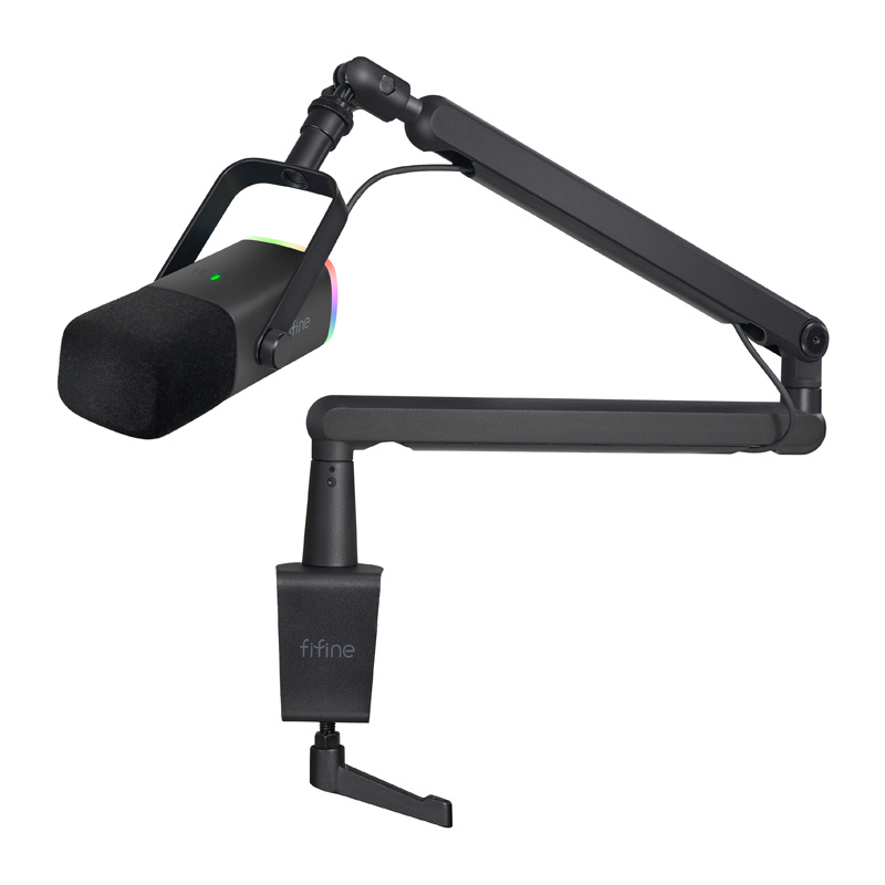 FIFINE AmpliGame TAM8 laidinis mikrofonas su stovu ir RGB apšvietimu USB/XLR